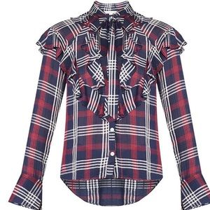 Veronica Beard Plaid Finley Blouse